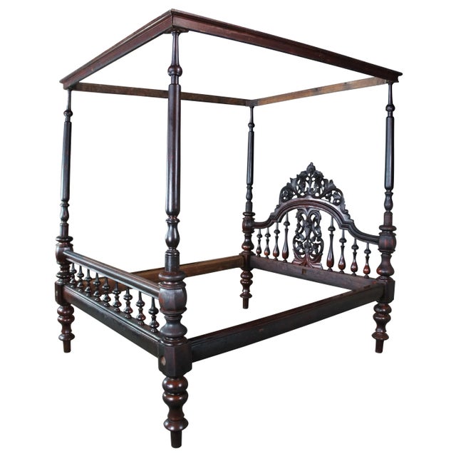 Monumental and Rare antique Anglo Indian Raj tester or canopy bed, circa first half 19th century. A genuine and Real McCoy...