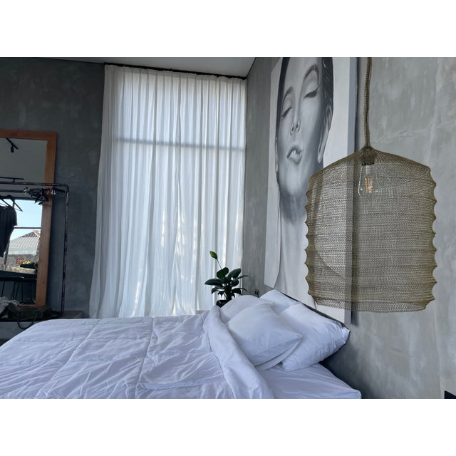 Contemporary 21st Century Handcrafted Knitted Lamp Wavy Bell in Gold Color, D35cm For Sale - Image 3 of 12