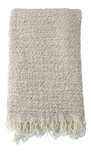 FirmaMenta Italian Cashmere and Virgin Wool Cream Chuncky Throw