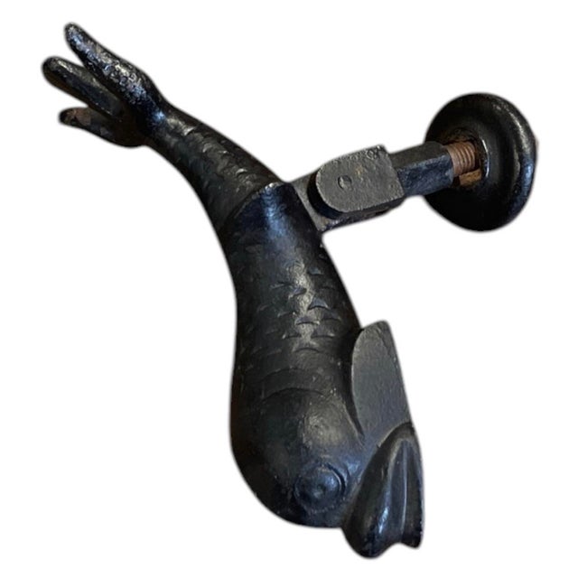 Nautical Vintage Cast Iron Fish & Dolphin Architectural Door Knocker For Sale - Image 3 of 12