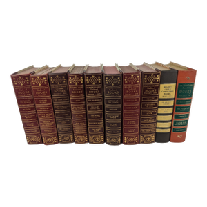 1950s Reader’s Digest Burgundy & Gold Gilt Decorative Books - Set of 10