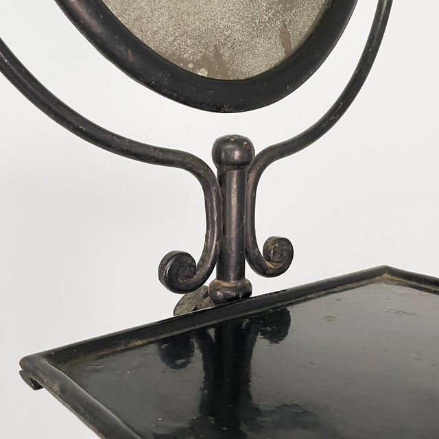 Italian Black Metal Console with Mirror and Drawer, Late 1800s For Sale - Image 12 of 18