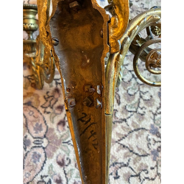 Metal Louis XVI Style Gilt Bronze Five Arm Candle Wall Sconces For Sale - Image 7 of 11