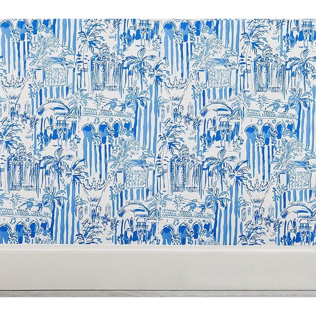 Lee Jofa Lee Jofa Lilly Pulitzer "La via Loca" Wallpaper in Beach Blue - 10 Yard Roll For Sale - Image 4 of 4