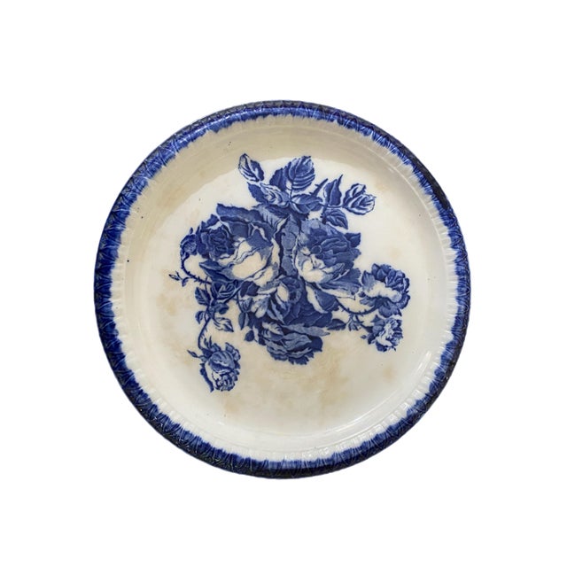 Antique Staffordshire English Blue and White Ironstone Lidded Cheese Dome For Sale In Memphis - Image 6 of 7