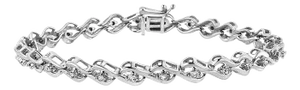 .925 Sterling Silver 1/10 Cttw Round-Cut Diamond Link Bracelet - 7.25"