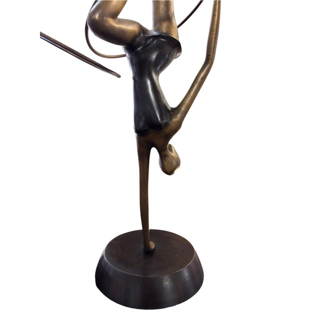 1980s Maitland-Smith Handmade Brass Ballerina Acrobatic Sculptures With Rings, a Pair For Sale - Image 9 of 12
