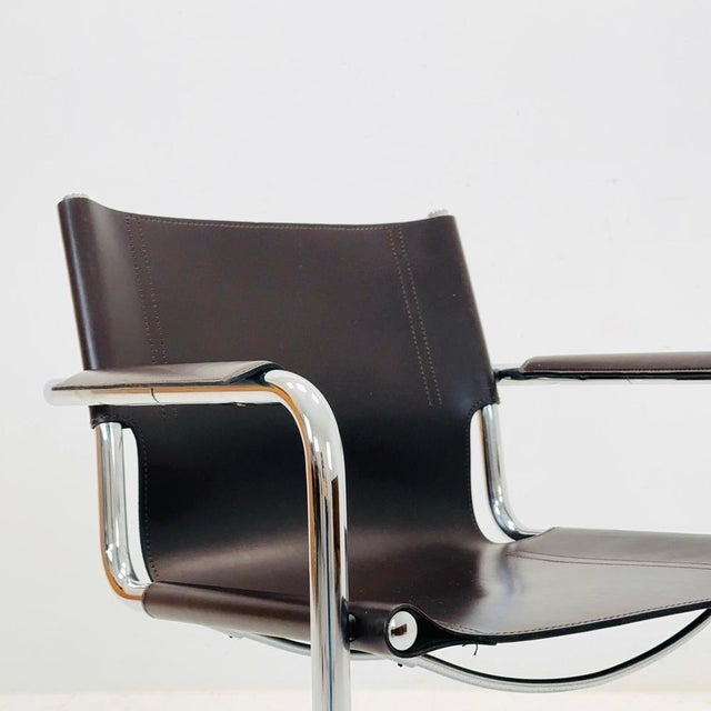 Vintage Visitor Chair in Brown Leather by Marcel Breuer, 1970s For Sale - Image 9 of 10