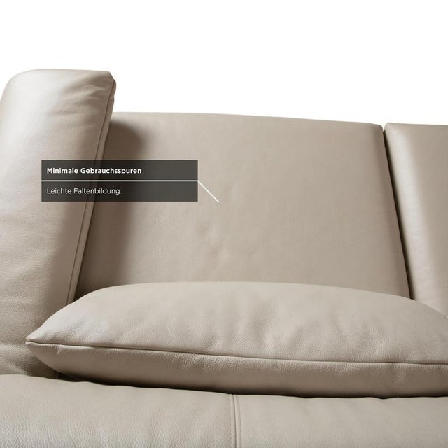 Plura Leather Two-Seater Beige Manual Function Sofa from Rolf Benz For Sale - Image 11 of 16