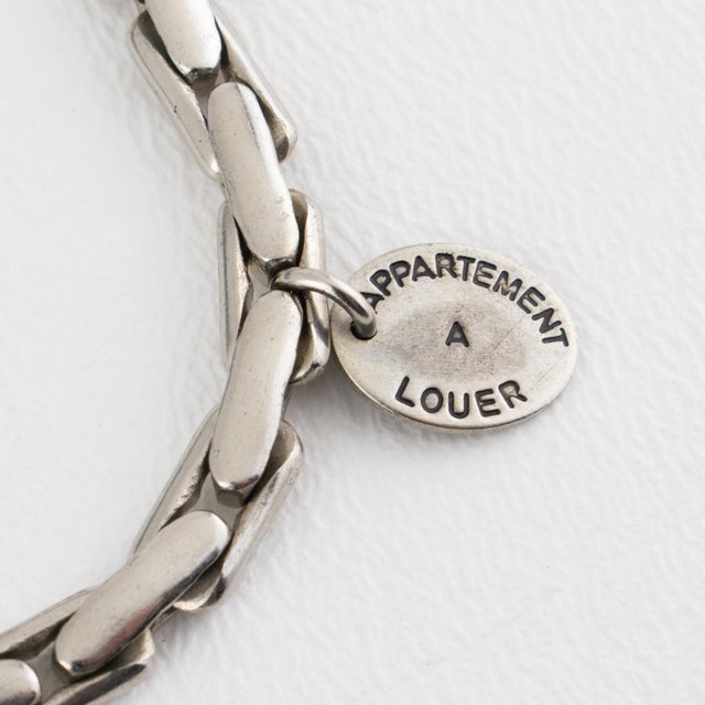 Metal Appartement a Louer French Designer Extra Long Chrome and Murano Beads Necklace For Sale - Image 7 of 12