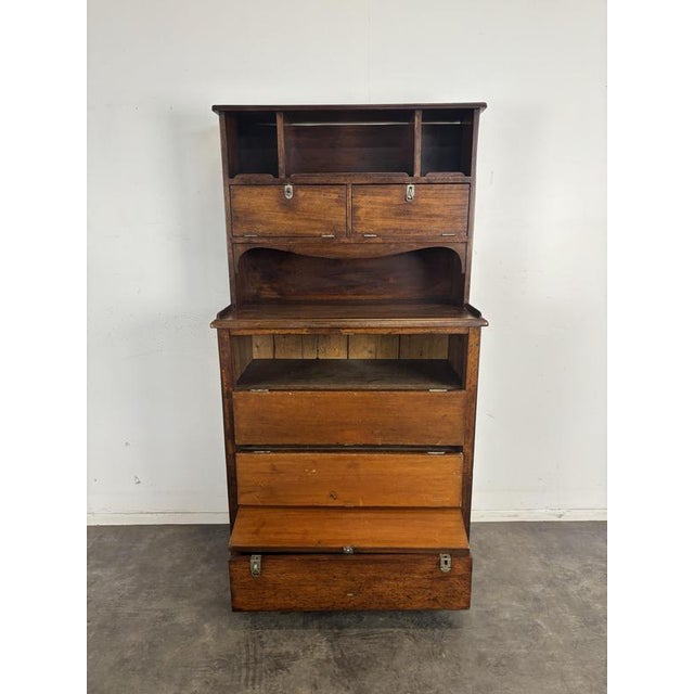 Mahogany Tiered Marine Cabinet with Drop-Leaf Doors For Sale - Image 4 of 5
