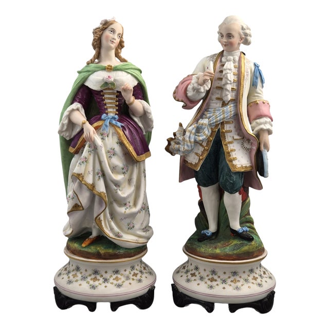 Letu and Mauger, Biscuit Porcelain Figures, 1860s, Ceramic, Set of 2 For Sale