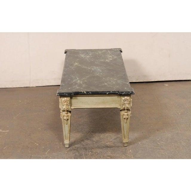 Beige Rectangular Coffee Table with Faux Marble Top For Sale - Image 8 of 10