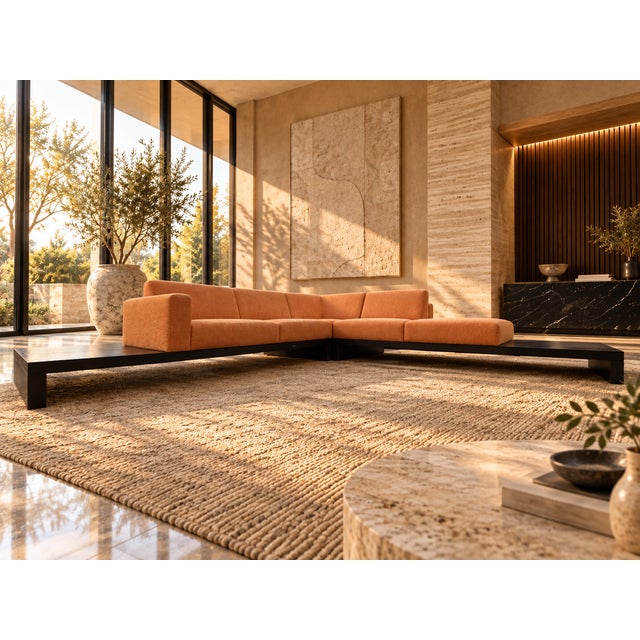 Custom Design Orange Modular Platform Sectional Sofa For Sale - Image 4 of 8