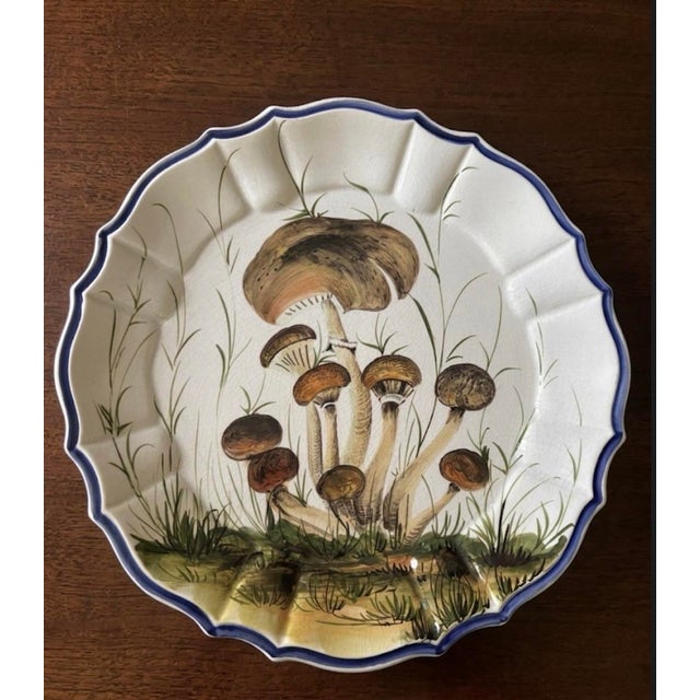 Mediterranean 1970s Mushroom Bassano Hand Painted Plates - 4 in Set For Sale - Image 3 of 7