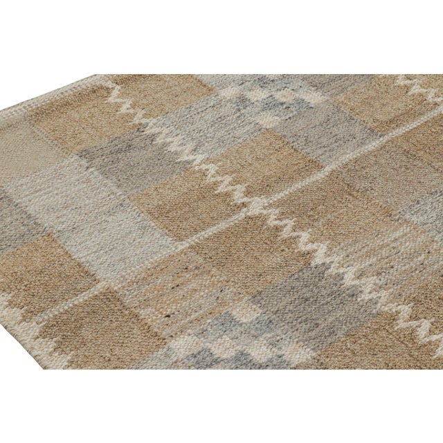 Rug & Kilim’s Scandinavian Style Rug with Brown and Gray Geometric Pattern - 3x12 For Sale In New York - Image 6 of 7