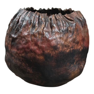 Vintage Brutalist Sculpted Patinated Copper Vessel by Anthony Di Bona, Stamped