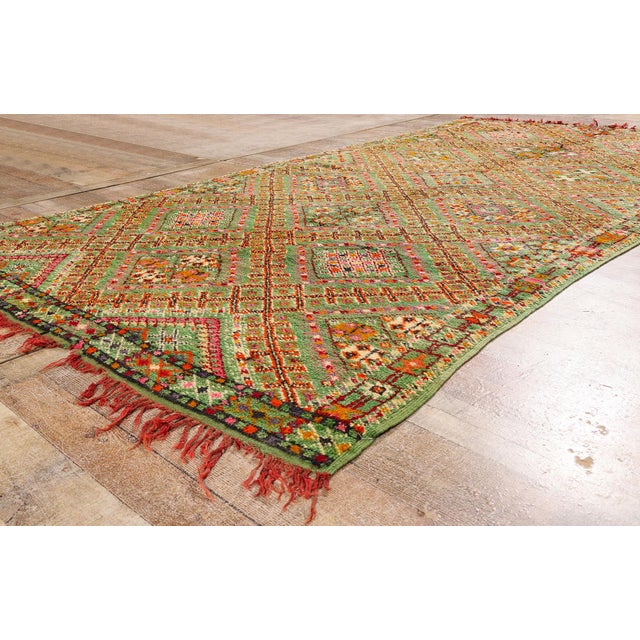 Green Vintage Beni M'Guild Moroccan Rug, 05'04 X 09'08 For Sale - Image 8 of 10
