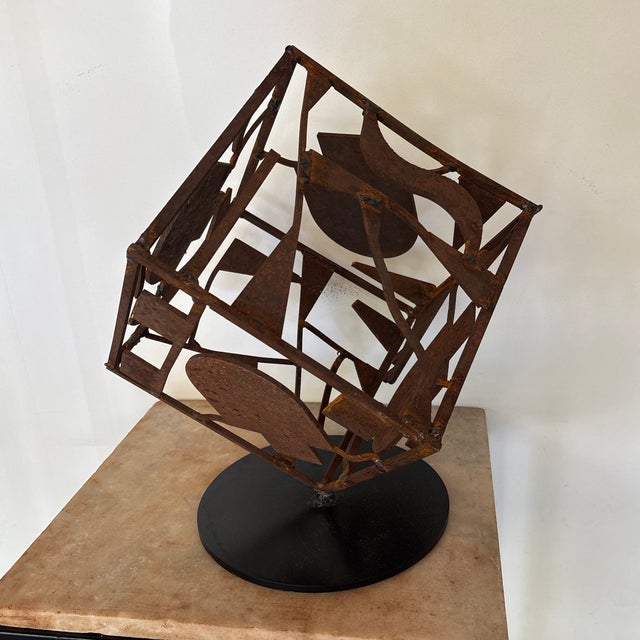 Abstract Modernist Geometric Scrap Metal Welded Sculpture For Sale - Image 3 of 7