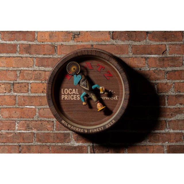 Mid-Century Modern Vintage Blatz Beer Unicyclist Advertising Sign For Sale - Image 3 of 7