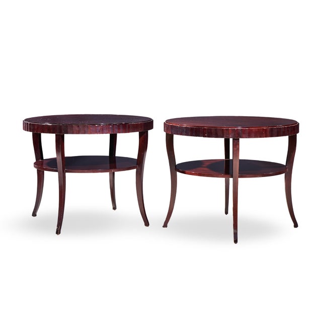 Contemporary Barbara Barry for Baker Mahogany Fluted Edge Side End Table - Pair For Sale - Image 3 of 13