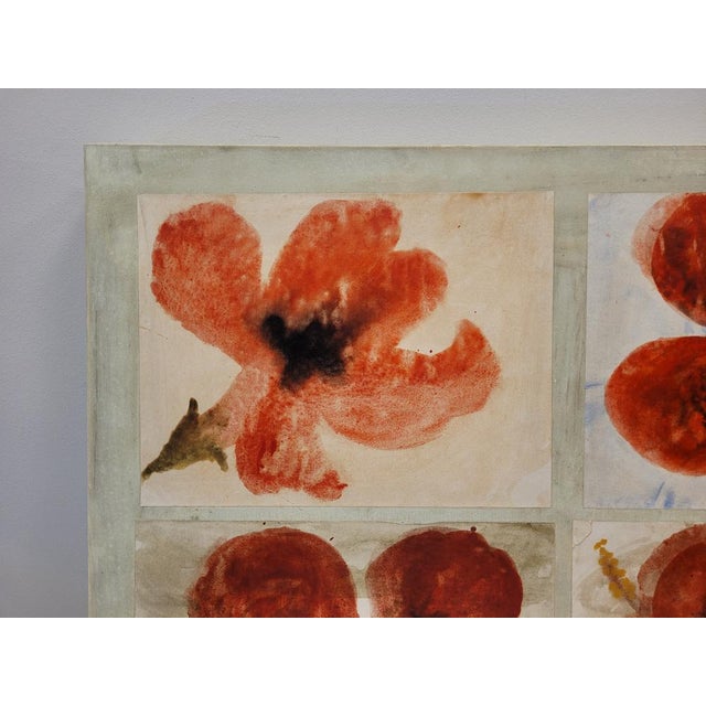 2000 - 2009 Lis Petersen, Poppies, Collage & Watercolor on Canvas, 2008 For Sale - Image 5 of 18
