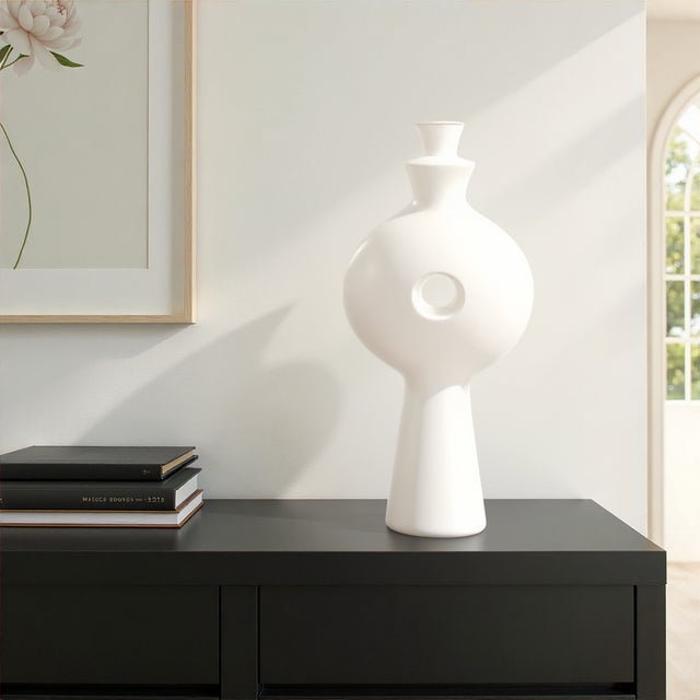 Matte White Towel Vase - Large For Sale - Image 9 of 10