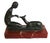 Art Deco Antique Art Deco Bronze Sculpture "Woman Feeding Deer" on Red Marble Base 6.5"l X 5.5"h For Sale - Image 3 of 10
