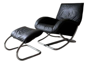 Set of Swiss Lounge Chair with Ottoman by Robert Haussmann, 1980s