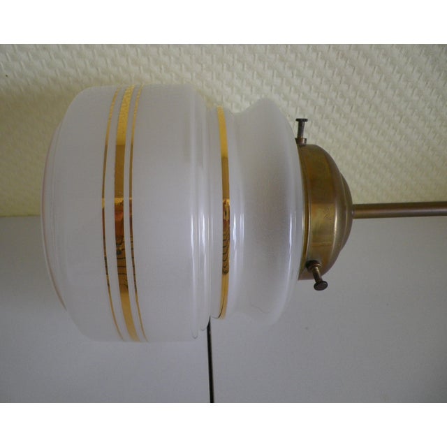 Pendant Light in Opaline Glass and Metal with Brass Shade, 1960s For Sale - Image 10 of 17