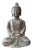 18.5" Gray Brown Distressed Marks Stone Sitting Buddha Statue For Sale