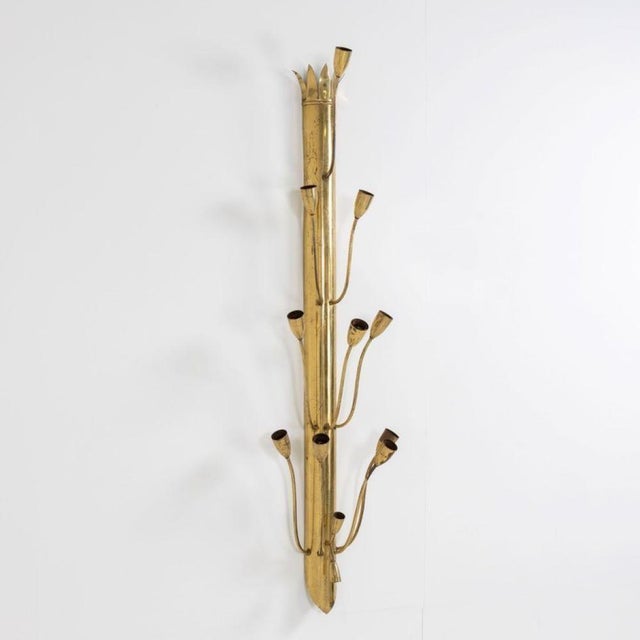 Mid-20 Century Single Large Twelve Light Brass Wall Sconce For Sale - Image 10 of 18