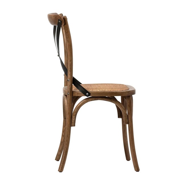 Farmhouse Black X Oak & Rattan Dining Chair For Sale - Image 3 of 6