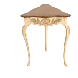 French Louis XV Style Carved and Painted Triangular Side Table For Sale