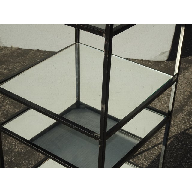 Black Etagere W Eight Mirrored Metal Shelves ~ Narrow Book Shelf Book Case #1 For Sale - Image 16 of 17