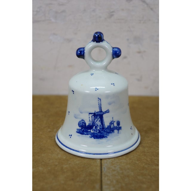 Royal Delft Dutch Delft Blue Floral Chamberstick Candle Holders & Windmill Butler Service Bell For Sale - Image 4 of 17
