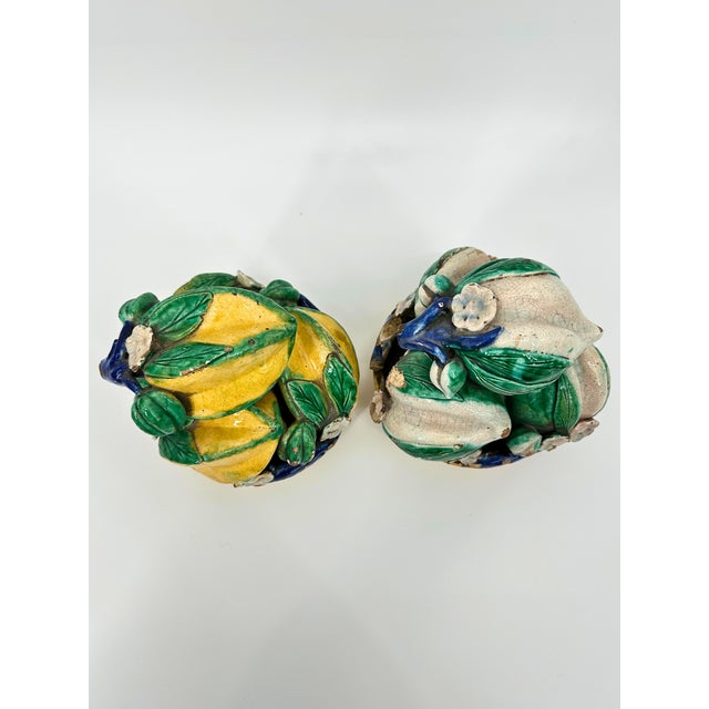 Ceramic Altar Fruit Qing Dynasty Chinese Pair For Sale - Image 4 of 12