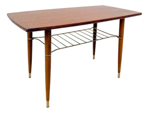 Mid-Century Modern Coffee Table with Brass Details, 1960s
