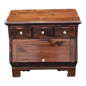 Mid Century Ethan Allen Old Tavern Pine Storage Side Table
