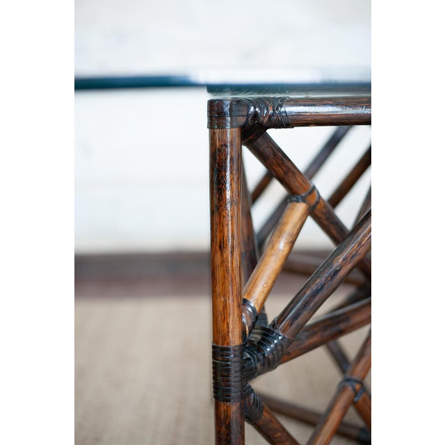 Bamboo and Glass Dining Set, 1970s, Set of 7 For Sale - Image 9 of 14