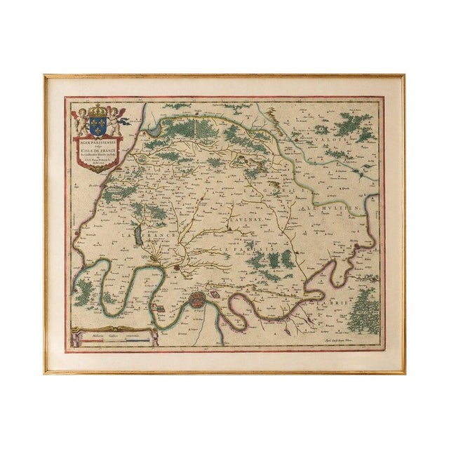 Antique Hand-Colored Map of Paris and Île-De-France from Blaeu, 1642 For Sale - Image 11 of 11