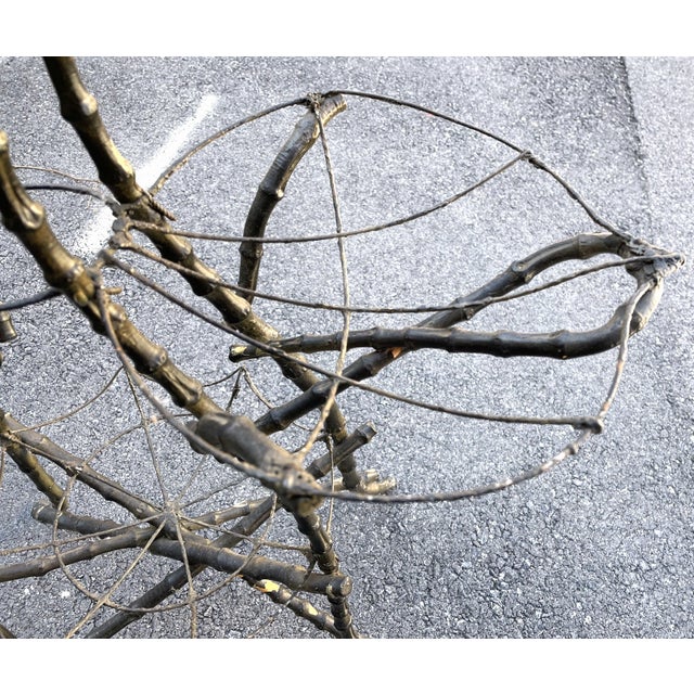 Late 19th Century Gothic Shaped Bamboo Tiered Plant Stand W/Wire Spider Web Holders Painted Black For Sale - Image 11 of 17