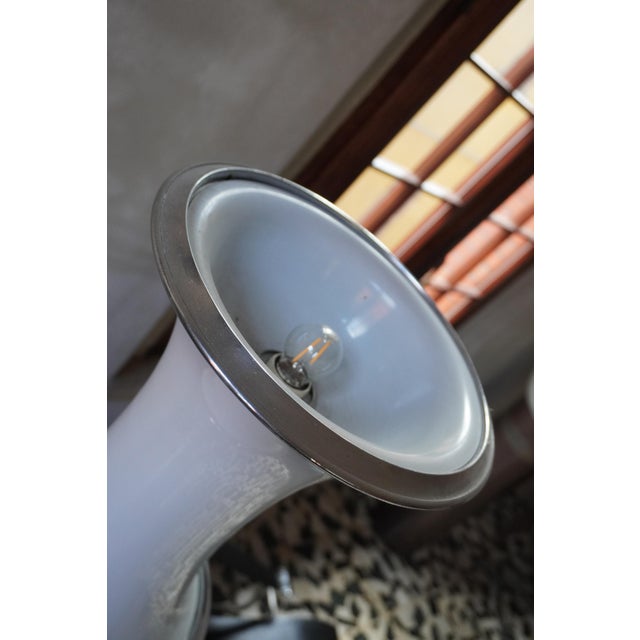 Bamboo Model Floor Lamp in Opaline Glass and Steel by Enrico Tronconi, 1970s For Sale - Image 9 of 12