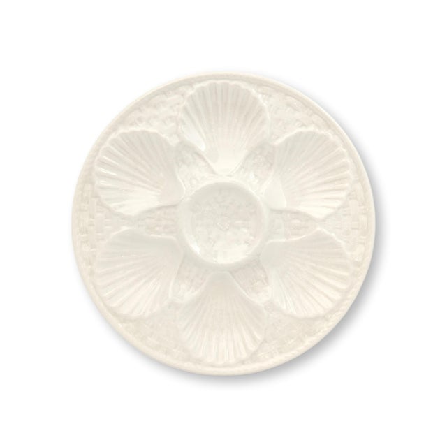 Vintage French White Oyster Plates, Set of 6 For Sale - Image 4 of 6