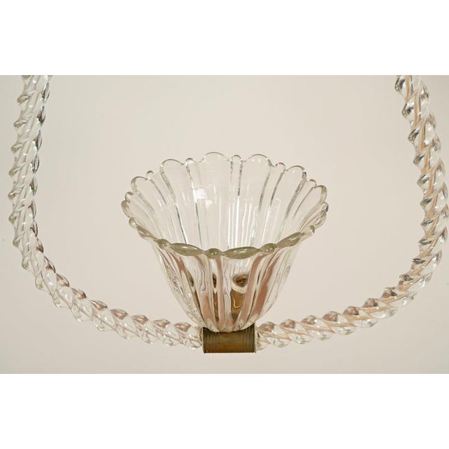 Murano Glass and Brass Flower Pendant Light from Barovier, Italy, 1940s For Sale - Image 9 of 10