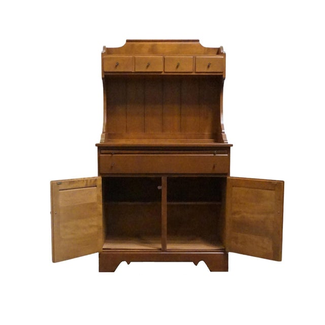 Mid 20th Century Ethan Allen Heirloom Nutmeg Maple 34" Shutter Door Server W. Open Hutch For Sale - Image 5 of 14