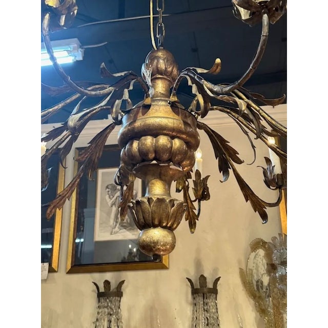 Italian Giltwood Chandelier For Sale - Image 4 of 6