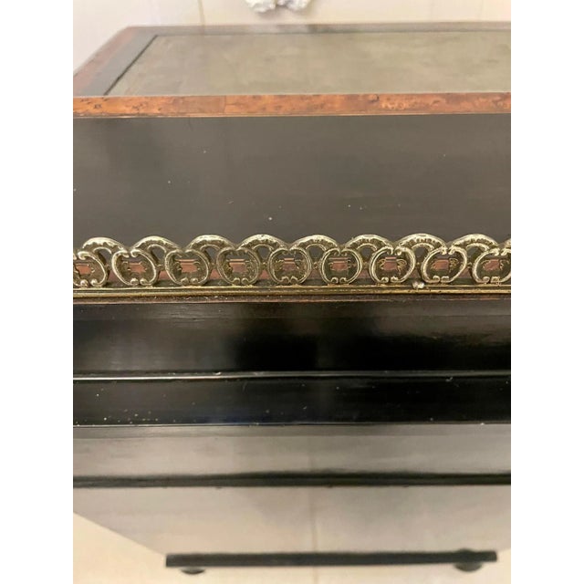 Antique Victorian Ebonised and Walnut Crossbanded Davenport For Sale - Image 16 of 18