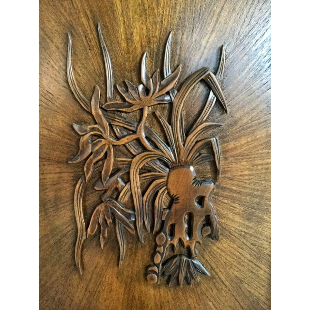 Brown 1970s Vintage Hand Carved Rosewood Shoji Screen Room Divider For Sale - Image 8 of 11