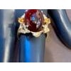 10.5 Carat Oval Garnet Cabochon 14 Karat Yellow Gold Cocktail Ring Vintage For Sale - Image 16 of 18